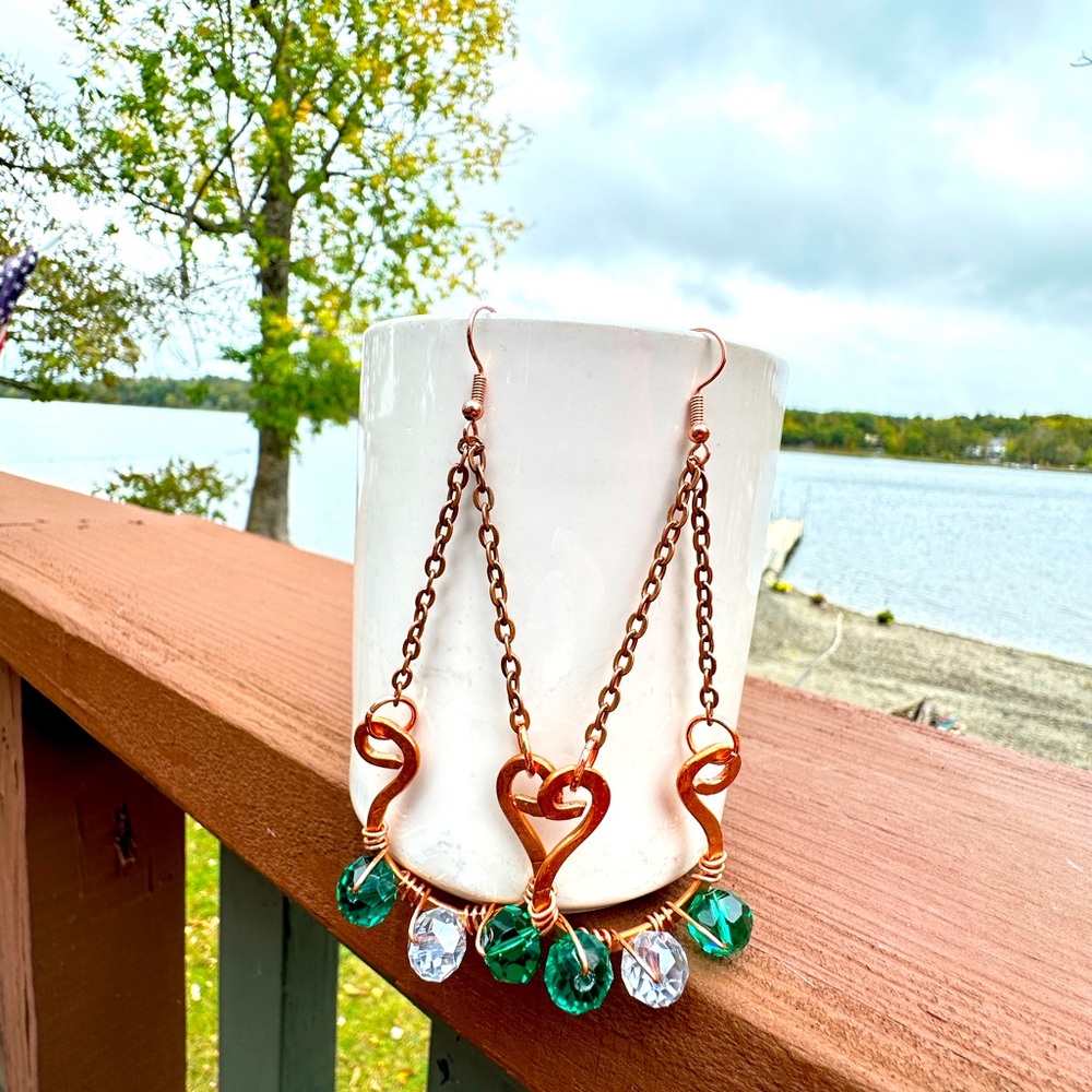 Boho Handmade copper earrings
